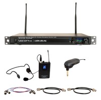 DIGITAL UHF PLL WIRELESS SYSTEM WITH GUITAR TRANSMITTER AND HEADSET MICROPHONE WIRELESS BODYPACK